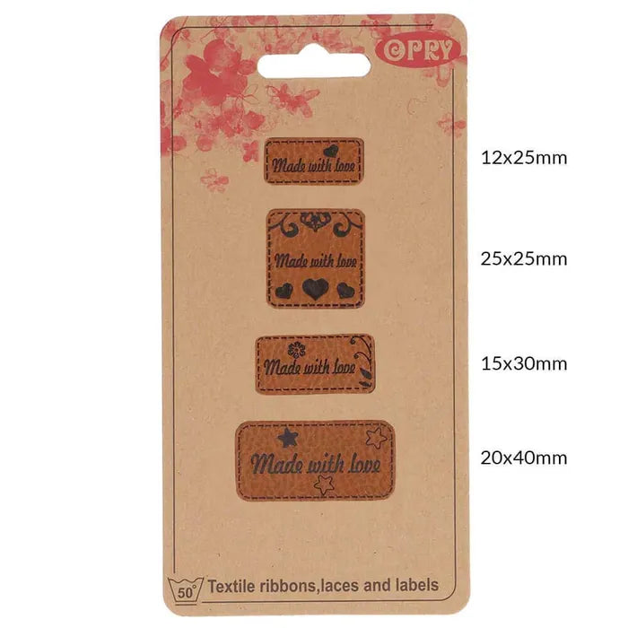 Opry Leatherette Label "Made with Love" 4 pack