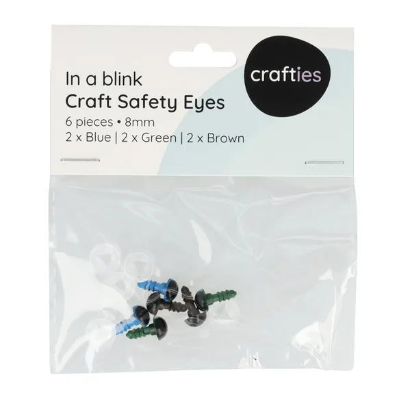 Crafties Safety Eyes 8mm (Green, Blue, Brown)