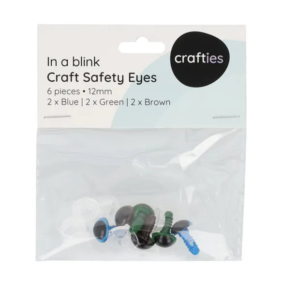 Crafties Safety Eyes 12mm (Green, Blue, Brown)