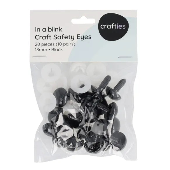Crafties Black Safety Eyes 18mm