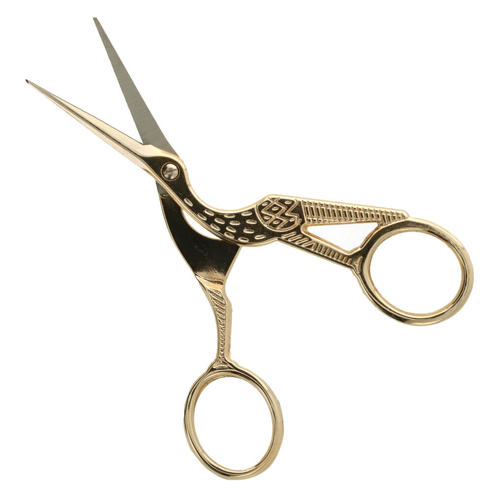 Stork Embroidery Scissors Gold