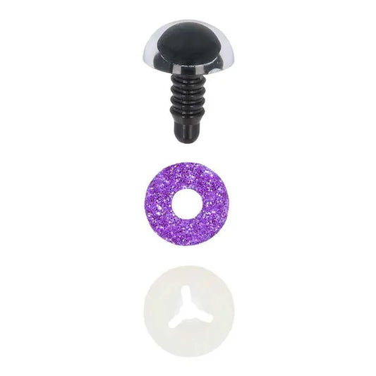 Safety Eyes Purple Glitter 15mm