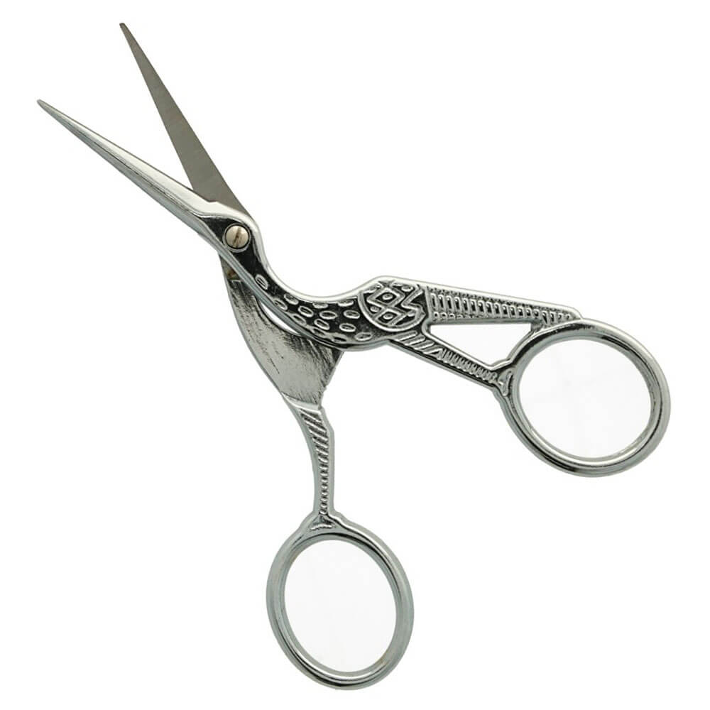 Stork Embroidery Scissors Silver