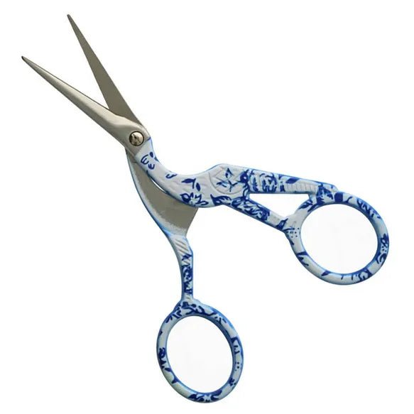 Stork Embroidery Scissors Blue and White