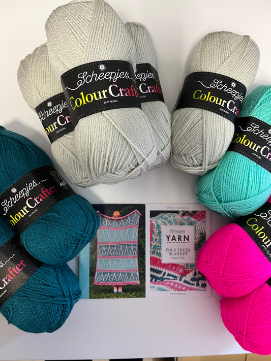 Yarn the After Party Folk Trees Blanket Crochet Kit