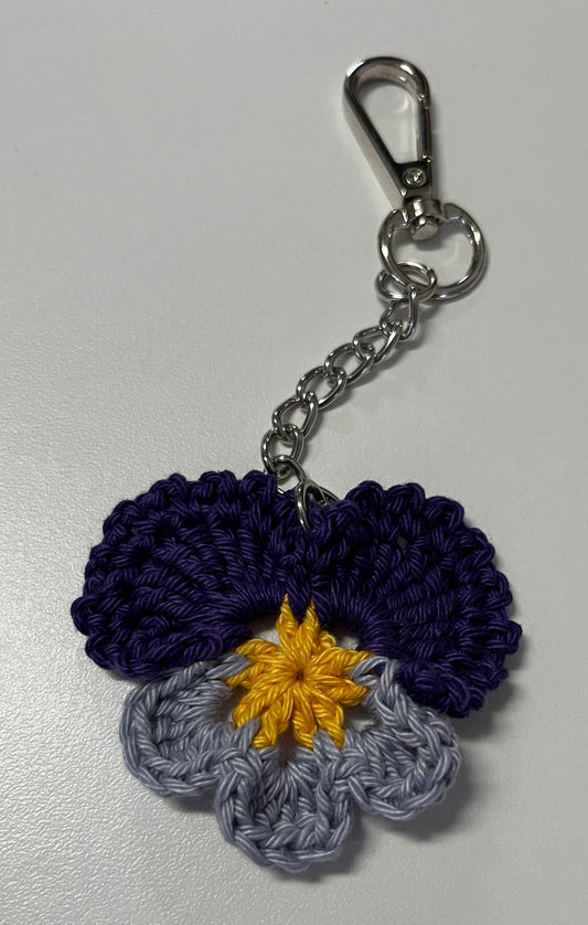 Handmade Purple Pansy Key Chain