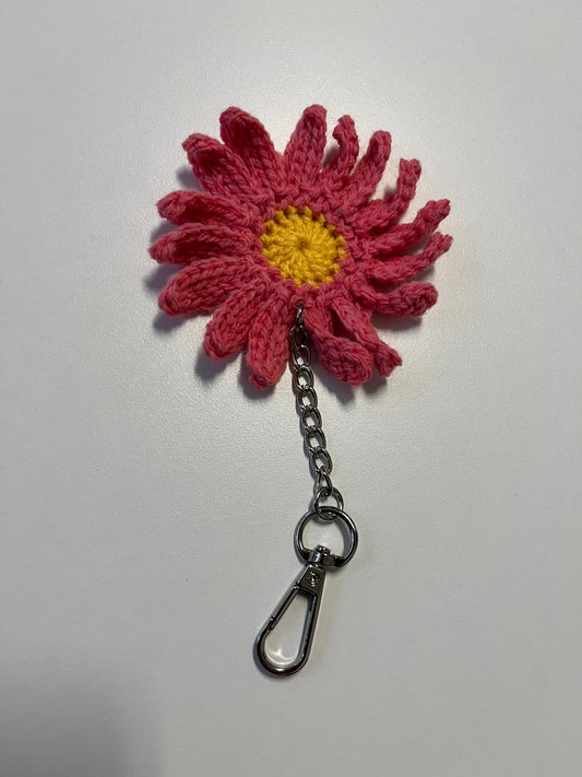 Handmade Pink Daisy Key Chain
