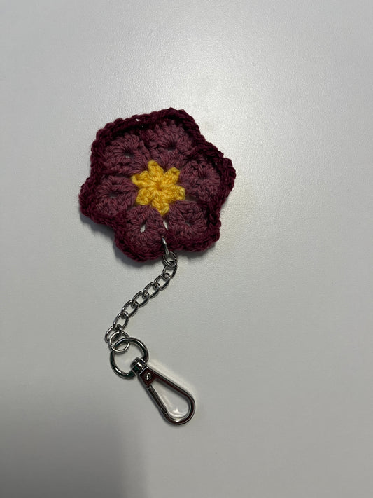 Handmade Maroon Flower Key Chain