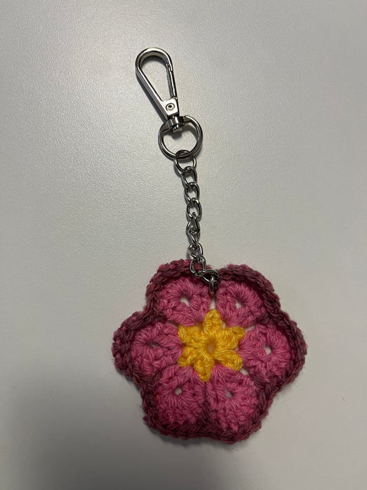 Handmade Pink Flower Key Chain