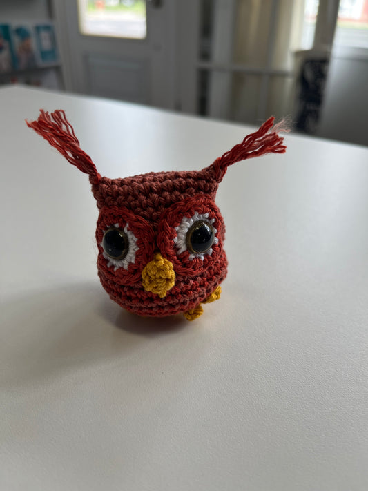 Handmade Crochet Rust Owl
