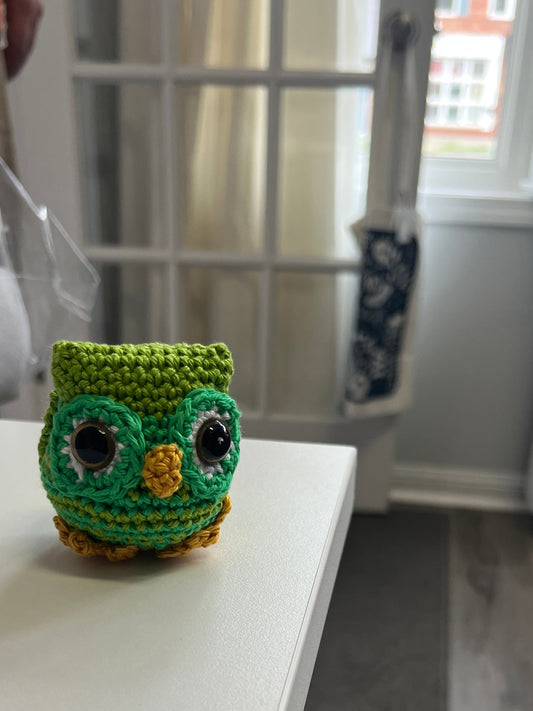 Handmade Crochet Green Owl