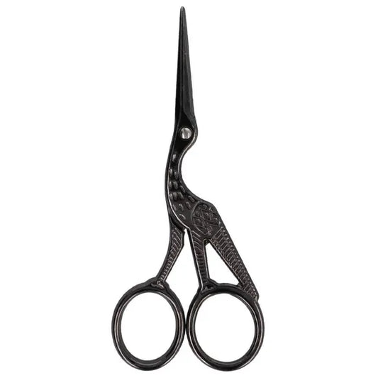 Stork Embroidery Scissors Black Nickel