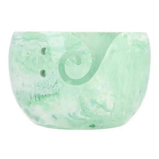Yarn Bowl Green and White Resin