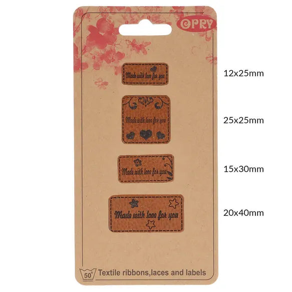 Opry Leatherette Label "Made with Love for You" 4 pack
