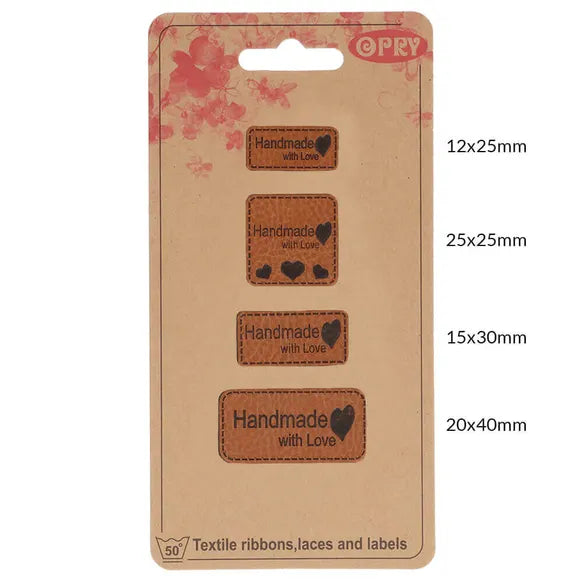 Opry Leatherette Label "Handmade with Love" 4 pack