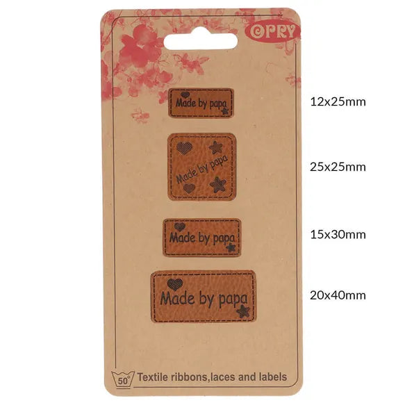 Opry Leatherette Label "Made by Papa" 4 pack
