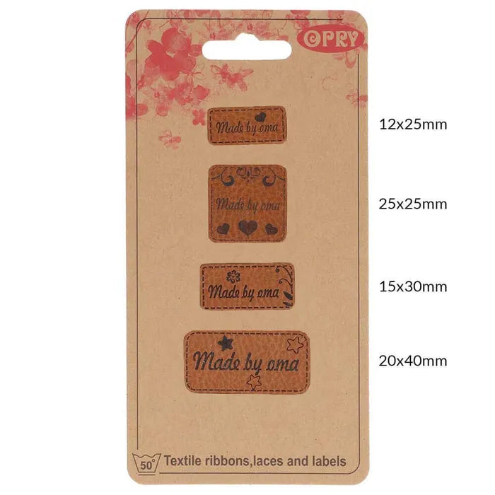 Opry Leatherette Label "Made by Oma" 4 pack