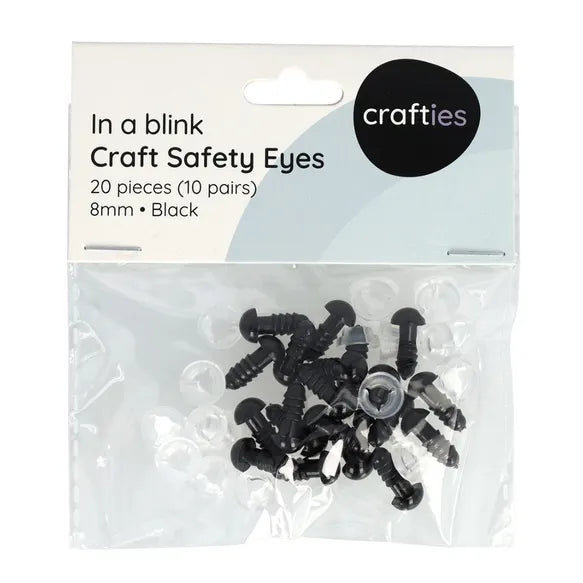 Crafties Black Safety Eyes 8mm
