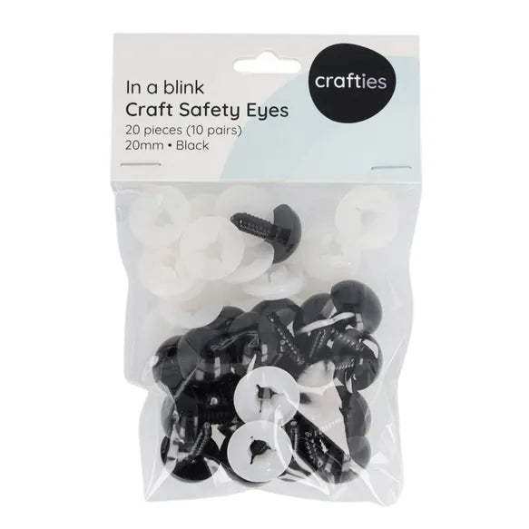 Crafties Black Safety Eyes 20mm