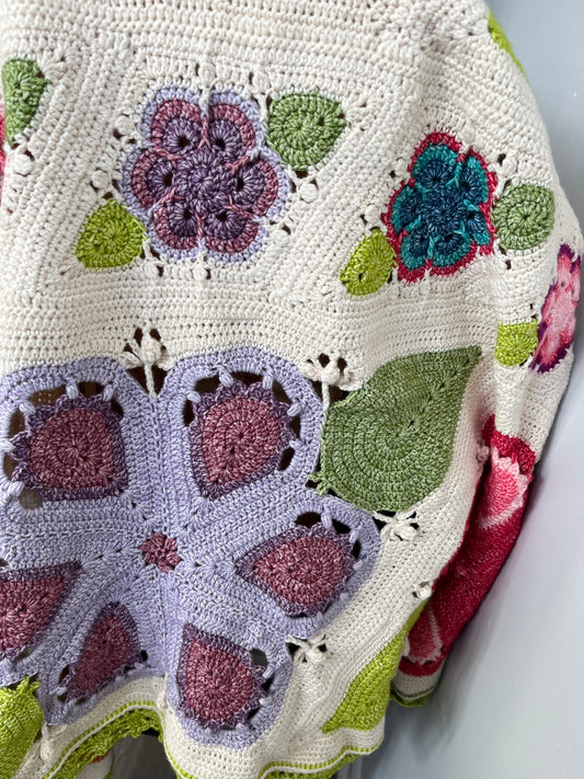 Maya's Meadow Stone Washed Handmade Crochet Blanket