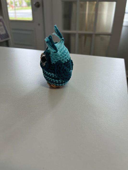 Handmade Crochet Blue Owl