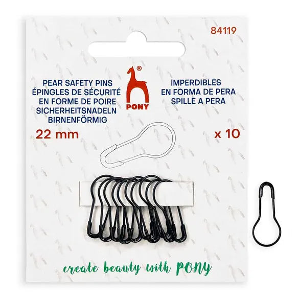 Pony Safety Pins Stitch Marker Black