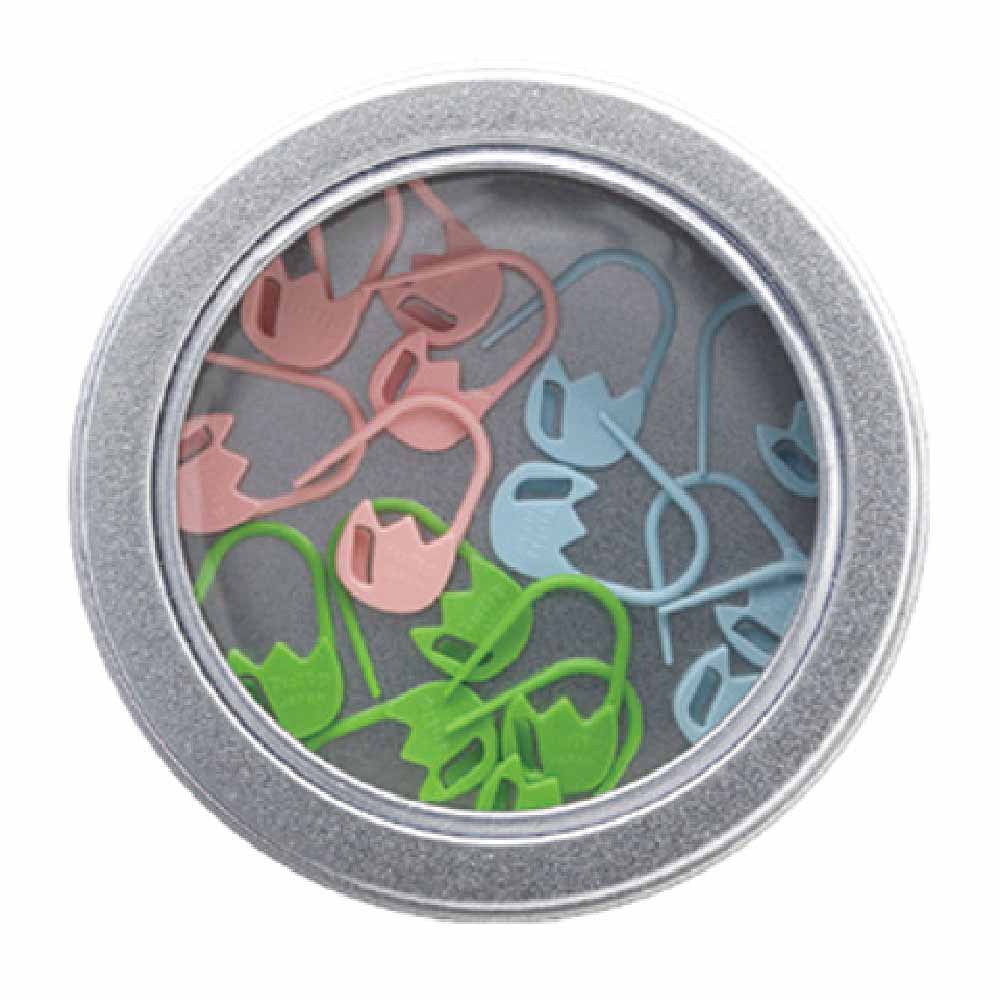 Tulip Stitch Markers Pink/Green/Blue Pastel Tulips Small